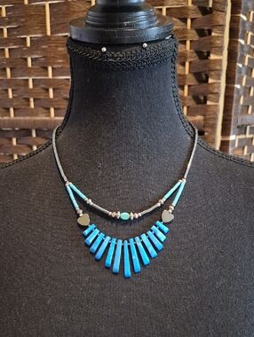 Faux Turquoise And malakite Statement Necklace - Women Jewelry